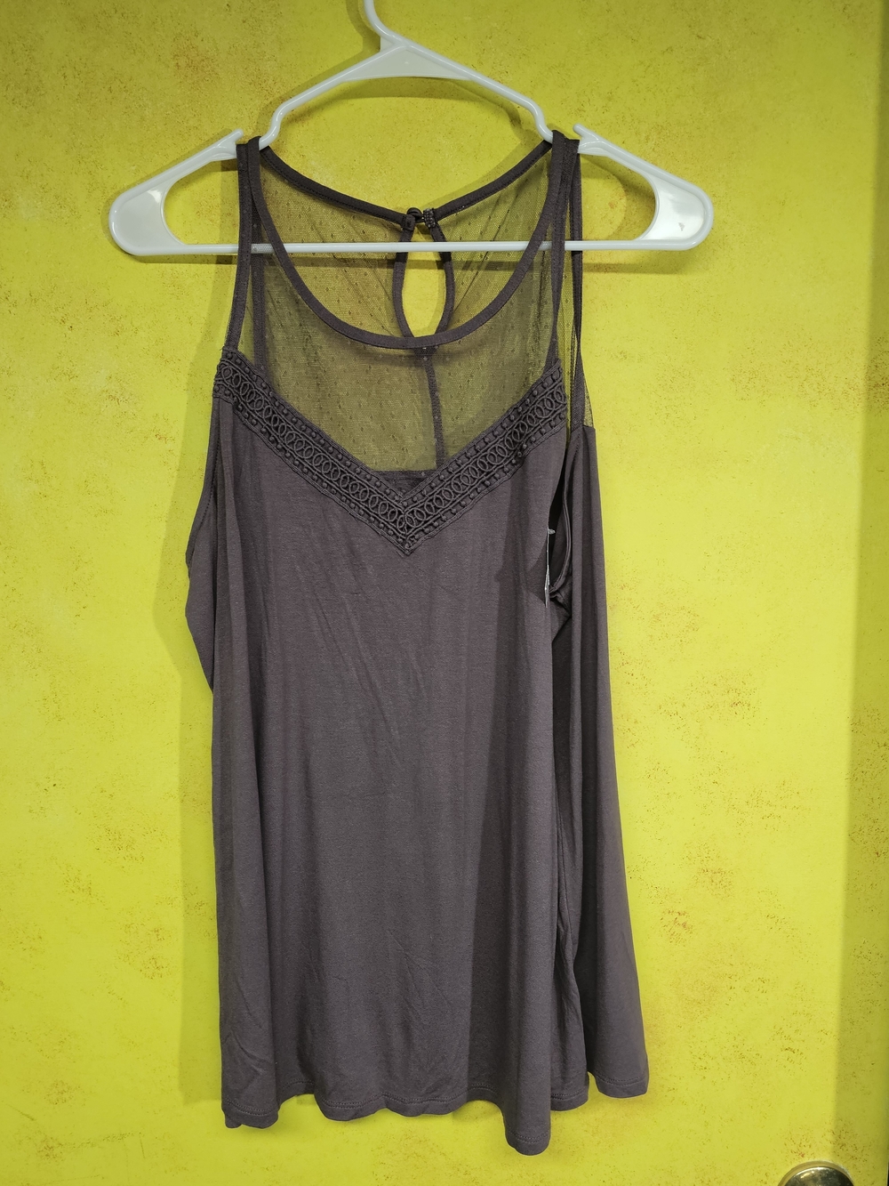 Maurices Charcoal Gray Mesh Yoke Camisole